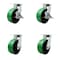 Service Caster 8'' Heavy Duty Green Poly on Cast Iron Caster Set 4 Swivel Locks 2 Brakes, 4PK CRAN-KP92S830-PUR-GB-SLB-BSL-2-BSL-2 - alternate 1